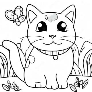 Page A Colorier Chat Calico Joueur Dans Le Jardin 33873-17962