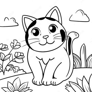 Page A Colorier Chat Calico Joueur Dans Le Jardin 33873-17964