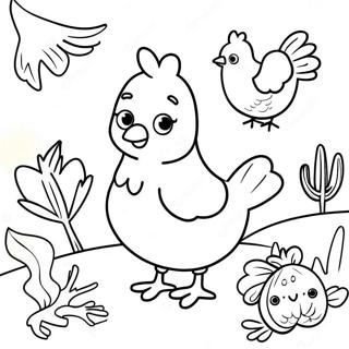 Page A Colorier La Petite Poule Rouge Avec Ses Amis 34073-18122