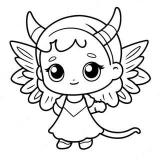 Page A Colorier Fille Demon Mignonne Avec Des Ailes 34183-18210