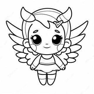 Page A Colorier Fille Demon Mignonne Avec Des Ailes 34183-28410