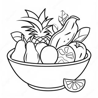 Page A Colorier De Bol De Fruits Colore Avec Des Fruits Tropicaux 34353-28545