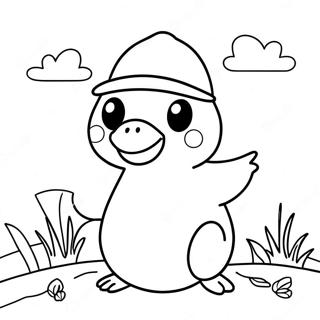 Page A Colorier Psyduck Amusant Avec Un Chapeau 34453-28703