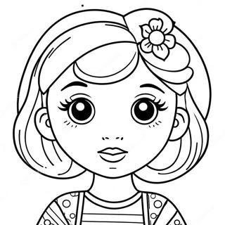 Page A Colorier Visage De Fille Mignonne Avec De Grands Yeux 34493-28734