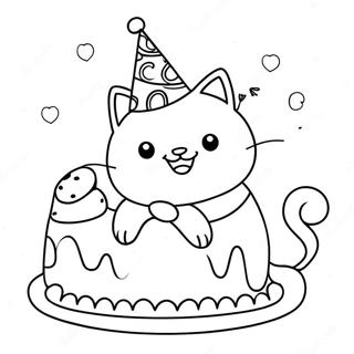 Page A Colorier Joyeux Anniversaire Chat 34552-28780