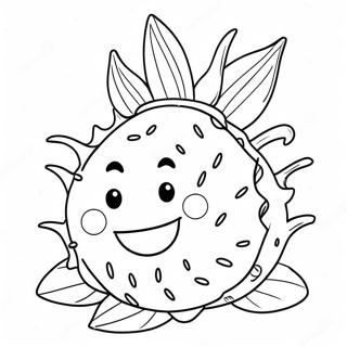 Page A Colorier De Fruit Du Dragon Mignon Avec Un Sourire 34703-28901