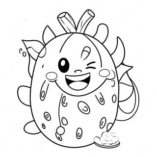 Page A Colorier De Fruit Du Dragon Mignon Avec Un Sourire 34703-28904