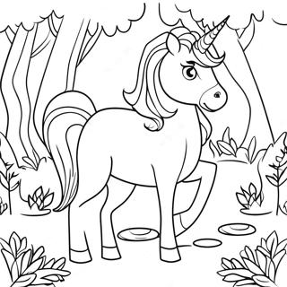 Page A Colorier Licorne Majestueuse Dans Une Foret Magique 34844-29005