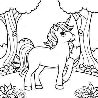 Page A Colorier Licorne Majestueuse Dans Une Foret Magique 34844-29006