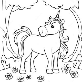 Page A Colorier Licorne Majestueuse Dans Une Foret Magique 34844-29007