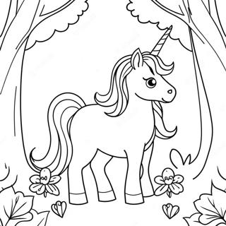 Page A Colorier Licorne Majestueuse Dans Une Foret Magique 34844-29008