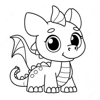 Page A Colorier Adorable Dragon Kawaii Avec De Grands Yeux 34854-29016