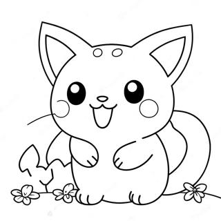 Page A Colorier Un Mignon Chat Pokemon Jouant 34904-29054