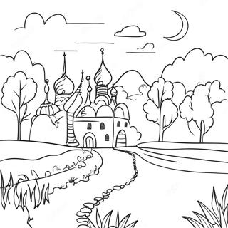 Page A Colorier De Beau Paysage Russe 35344-29411