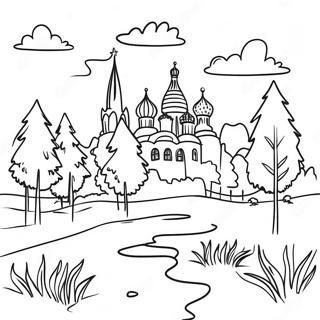 Page A Colorier De Beau Paysage Russe 35344-29412