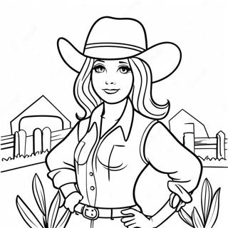 Page A Colorier De Fille De Campagne Avec Chapeau De Cowboy 35383-29439