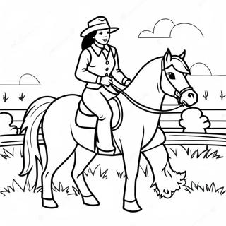 Page A Colorier De Fille De Campagne Montant A Cheval 35384-29443