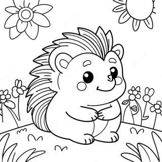 Page A Colorier Dun Mignon Herisson Dans Un Jardin De Fleurs 3550-2886