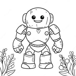 Page A Colorier De Golem De Fer Mignon Avec Des Fleurs 35544-29570