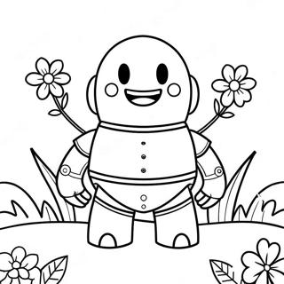 Page A Colorier De Golem De Fer Mignon Avec Des Fleurs 35544-29572