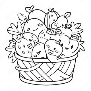 Page A Colorier De Panier De Fruits Colore Avec Des Visages Souriants 35604-29619