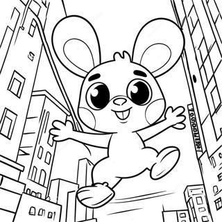 Page A Colorier De Spider Ham Se Balancant A Travers La Ville 35624-29635