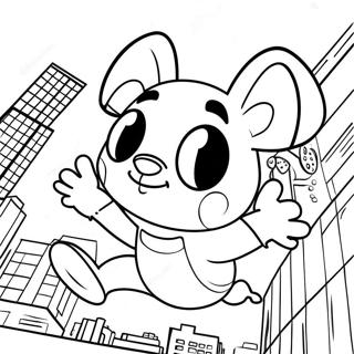 Page A Colorier De Spider Ham Se Balancant A Travers La Ville 35624-29636