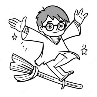 Page A Colorier De Harry Potter Volant Sur Un Balai 35704-29698