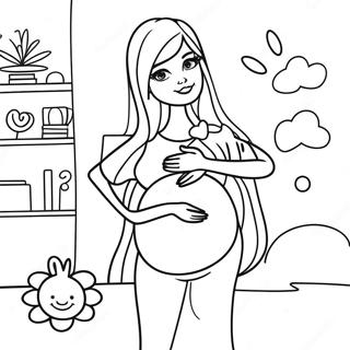 Page A Colorier Barbie Enceinte Avec Ventre De Grossesse 35783-29758