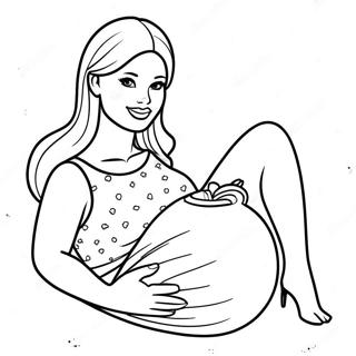 Page A Colorier Barbie Enceinte Avec Ventre De Grossesse 35783-29760