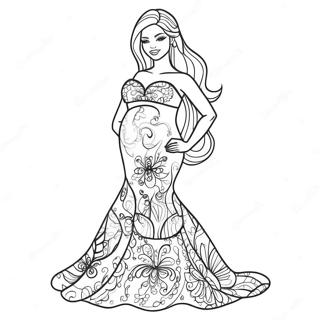 Barbie Enceinte Dans Une Belle Robe Page A Colorier 35784-29762