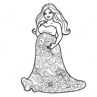 Barbie Enceinte Dans Une Belle Robe Page A Colorier 35784-29764