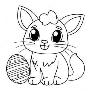 Page A Colorier Chat De Paques Joueur Avec Des Oreilles De Lapin 36054-30071