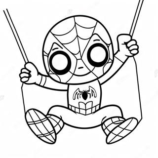 Page A Colorier Chibi Spider Man En Train De Balancer 36084-30101