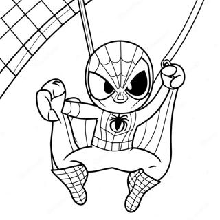 Page A Colorier Chibi Spider Man En Train De Balancer 36084-30103