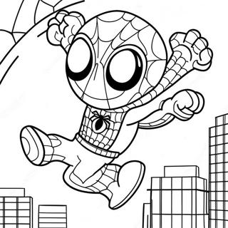 Page A Colorier Chibi Spider Man En Train De Balancer 36084-30104