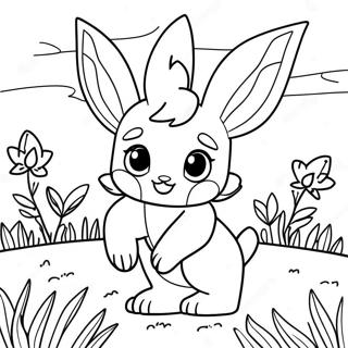 Page A Colorier De Cute Leafeon Dans Un Champ De Fleurs 36094-30116