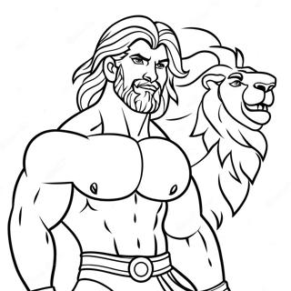 Page A Colorier Samson Fort Avec Lion 36445-30382