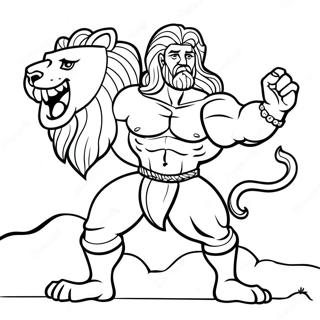 Page A Colorier Samson Fort Avec Lion 36445-30383