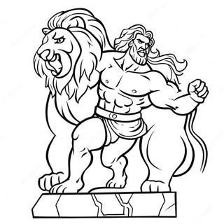 Page A Colorier Samson Fort Avec Lion 36445-30384