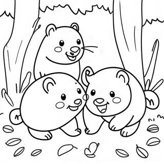 Page A Colorier De Wombats Joueurs Dans La Foret 36565-30477