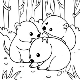 Page A Colorier De Wombats Joueurs Dans La Foret 36565-30479