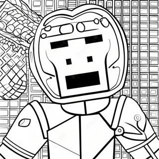 Page A Colorier De Steve Minecraft Avec Armure En Diamant 36674-30563