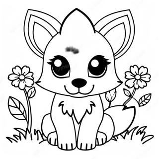 Page A Colorier Mignon Renard Minecraft Avec Fleurs 36866-30705