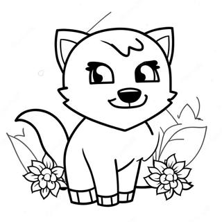 Page A Colorier Mignon Renard Minecraft Avec Fleurs 36866-30706