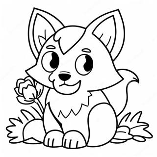 Page A Colorier Mignon Renard Minecraft Avec Fleurs 36866-30707