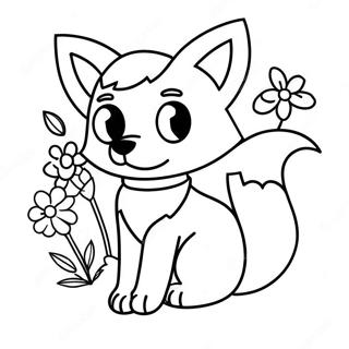 Page A Colorier Mignon Renard Minecraft Avec Fleurs 36866-30708