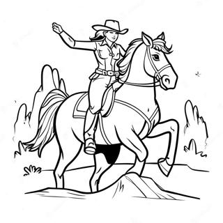 Page A Colorier De Cowgirl Montant Un Cheval 3689-2995