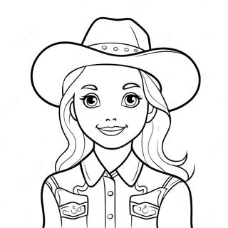 Page A Colorier De Cowgirl Mignonne Avec Un Chapeau 3690-2997