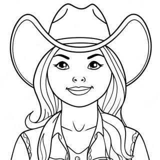 Page A Colorier De Cowgirl Mignonne Avec Un Chapeau 3690-2998